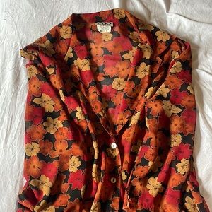 Sheer floral button down